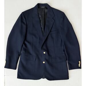 Vtg Hardwick Clothes Men’s 40 L (43L)Navy Two Button Blazer Gold Buttons USA